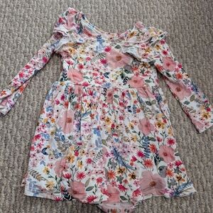 Little Sleepies Mauve Meadow Flutter Twirl Dress with Bodysuit And Bow Headband